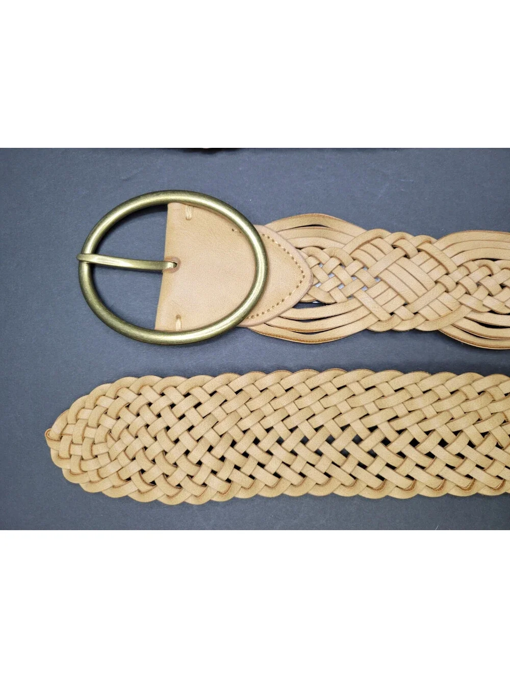2x INC International Concepts Womens Woven Braided Belt Cognac Sz Medium